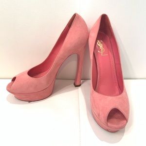 YSL Suede Open Toe Heels Sz 40